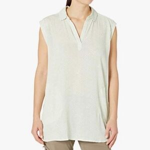 Prana Women's Relaxed Fit Anini Tunic Green/White Large Lightweight Travel NWT